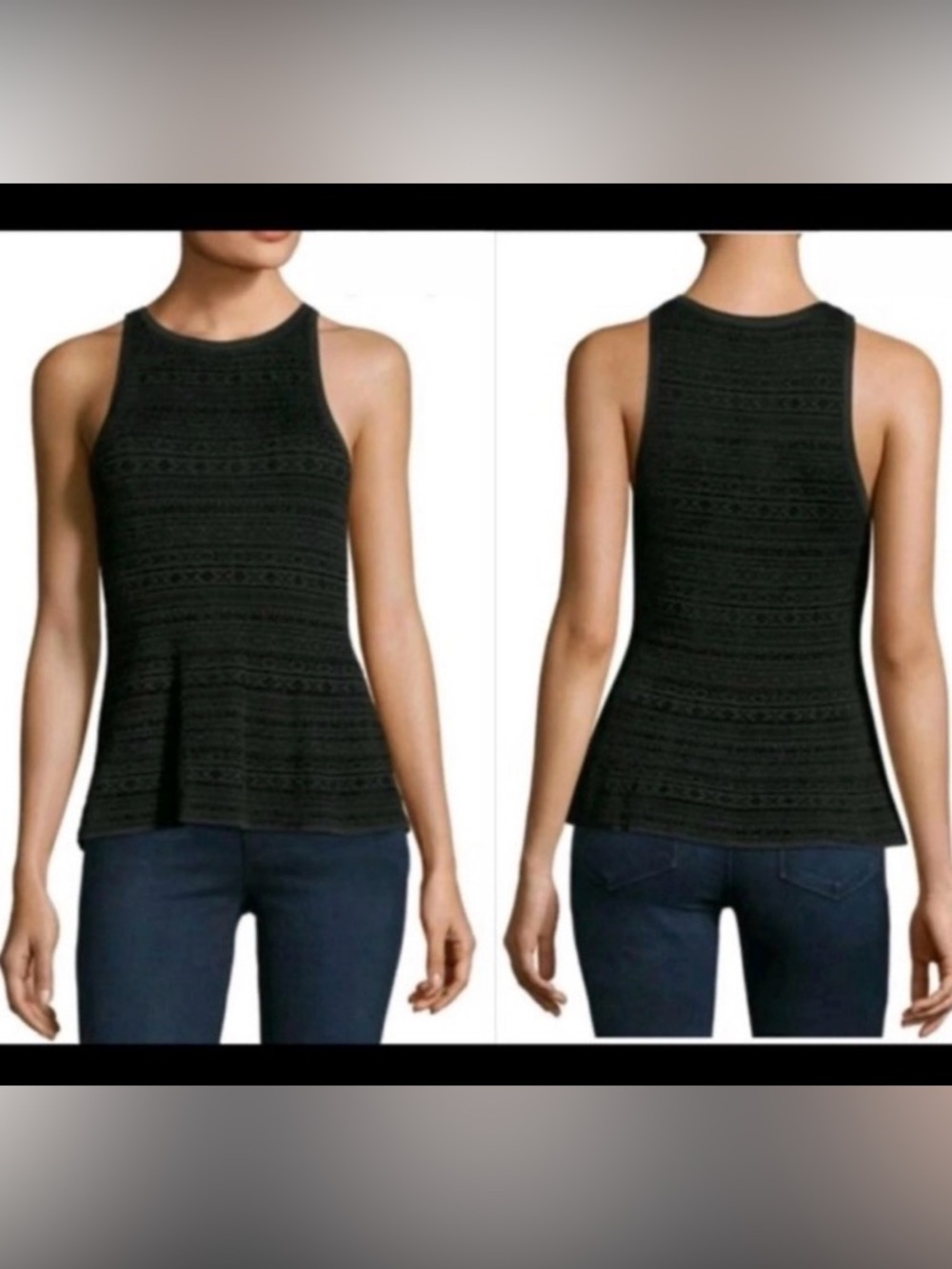 Theory High Neck Sleeveless Textured Peplum Top Size Small